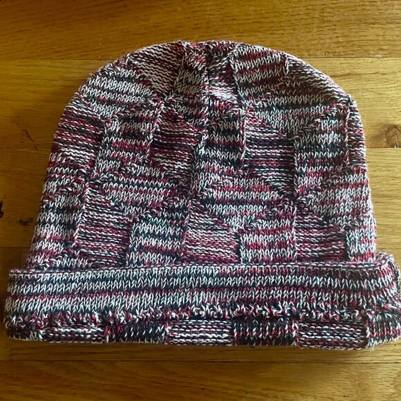 STHEART Maroon Black White Textured Knit Beanie Hat Made in USA One Size - Picture 2 of 4